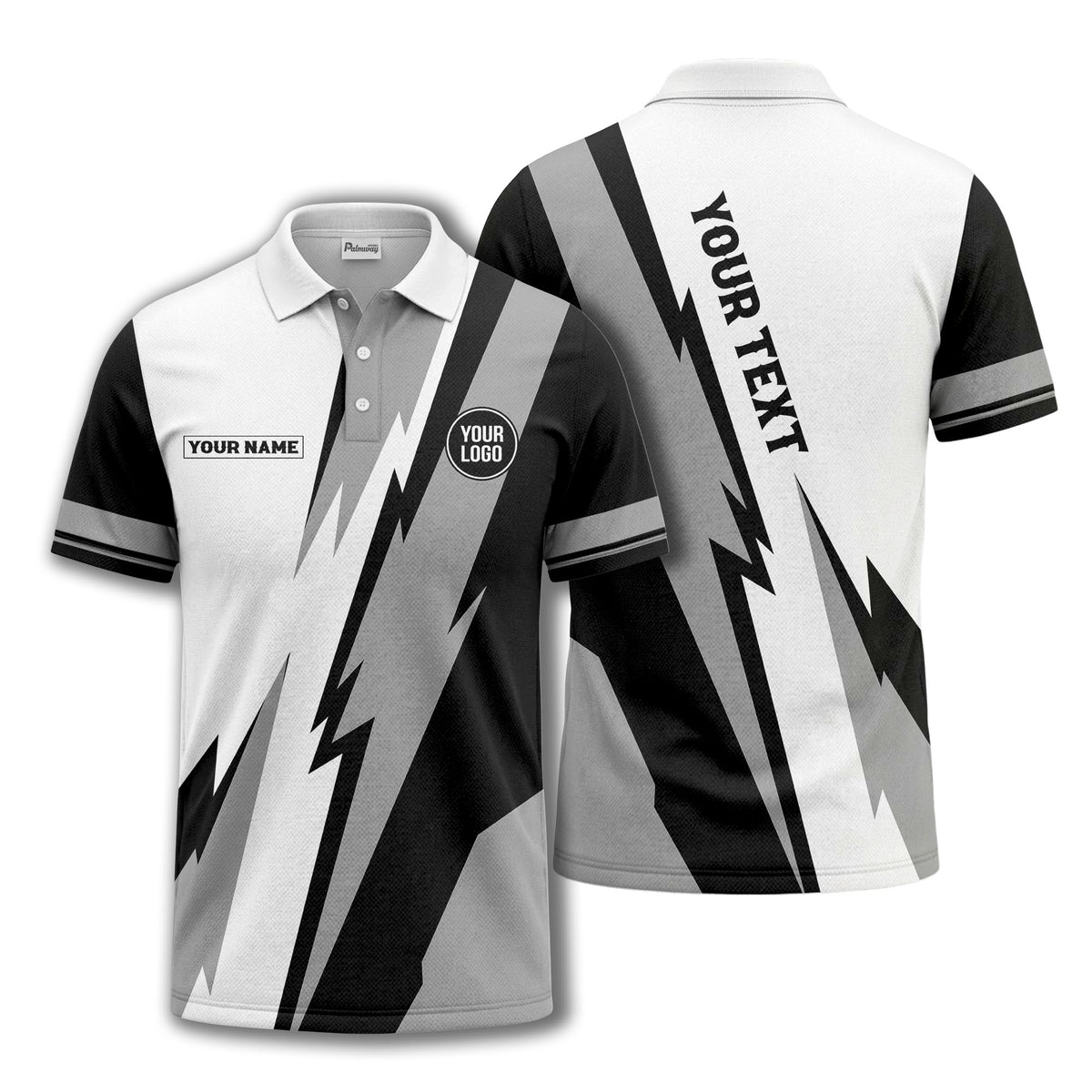 lightning bolt & geometric stripes polo shirt for men