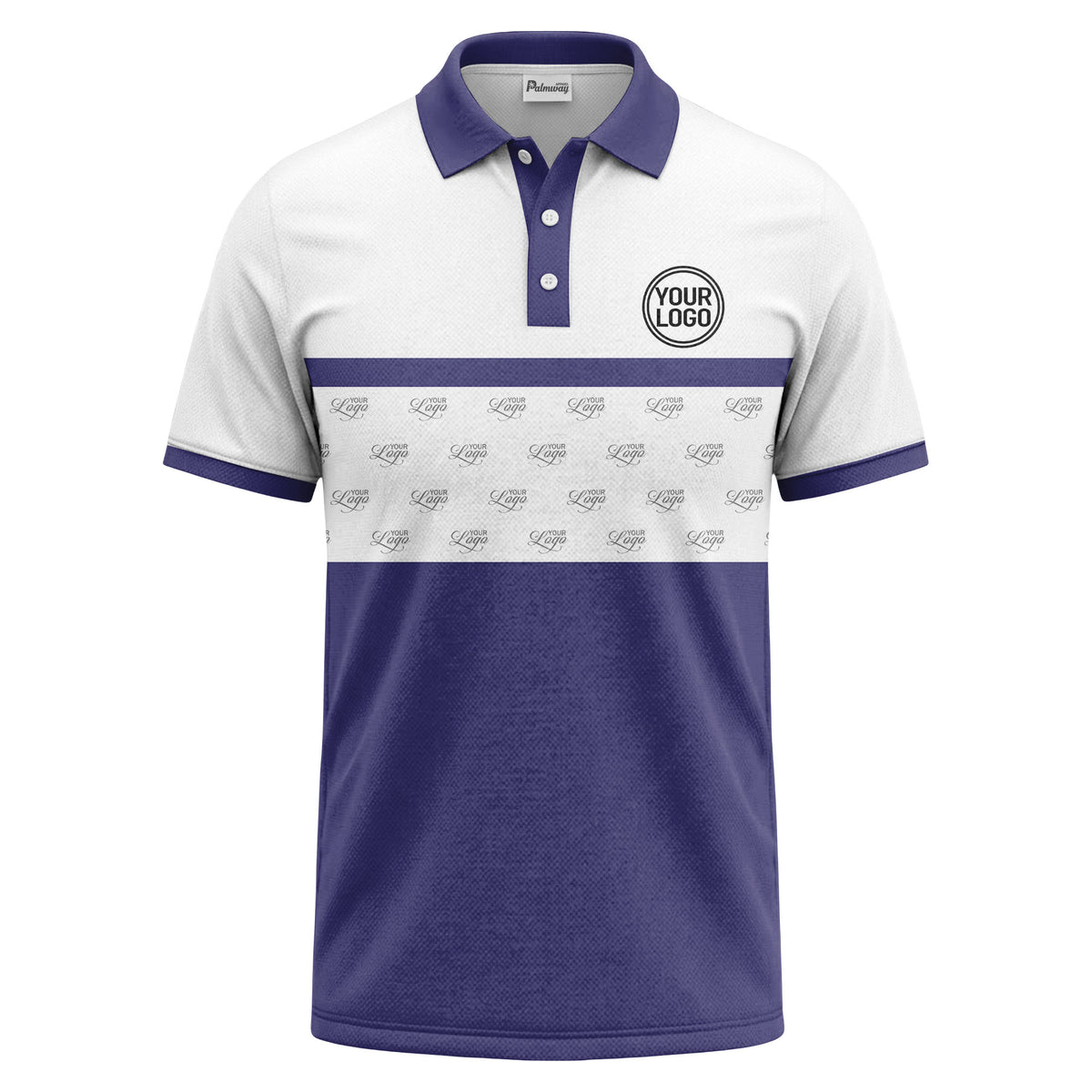 monochrome custom logo repeat stripe polo shirt for men