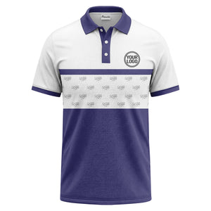 monochrome custom logo repeat stripe polo shirt for men