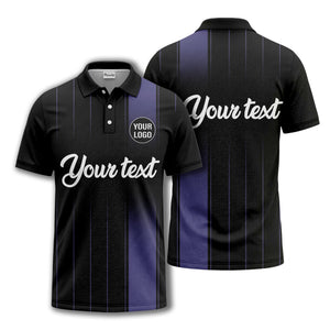 monochrome gradient vertical stripes with custom logo text polo shirt