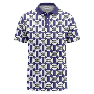 monochrome hexagon repeat custom logo geometric polo shirt for men