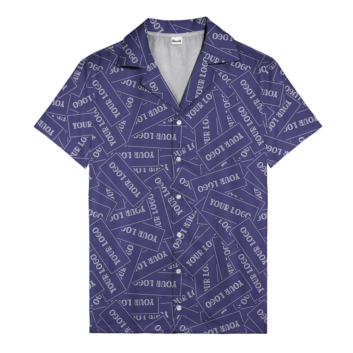 monochrome your logo repeat text graphic hawaiian shirt for men
