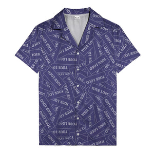 monochrome your logo repeat text graphic hawaiian shirt for men