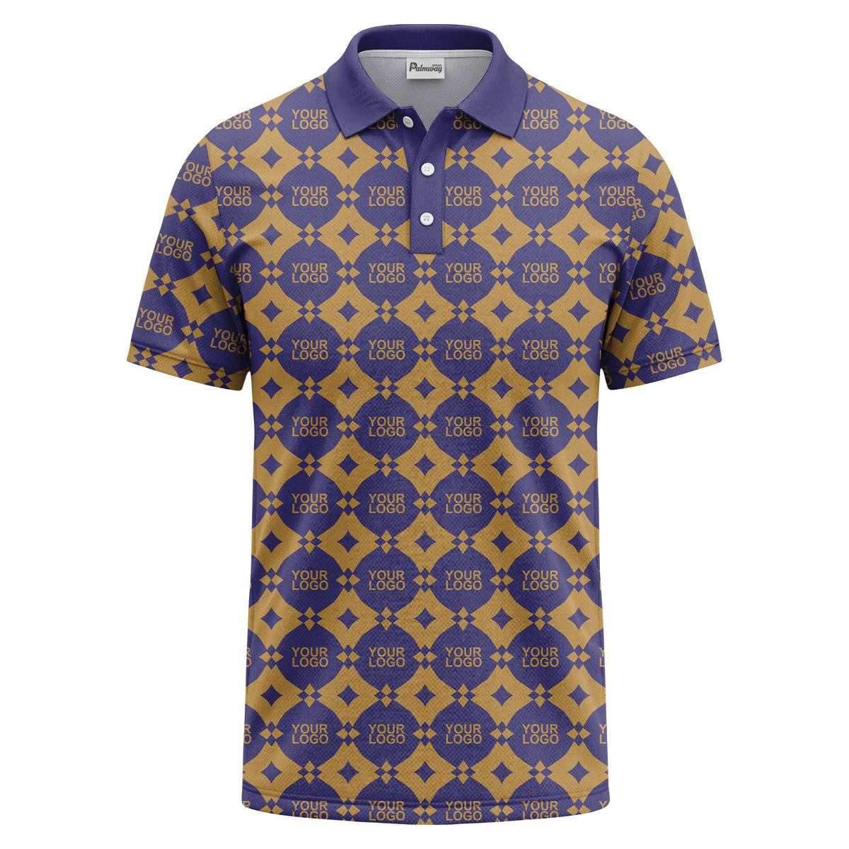 monogrammed gold black diamond repeat luxury polo shirt