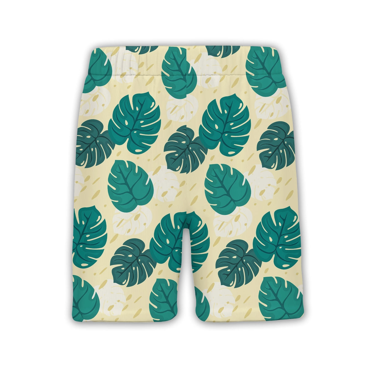 Pale Cream Yellow Modern Graphic Monstera Hawaiian Shirt with Abstract Dots