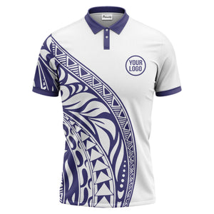polynesian tribal tattoo geometric triangles black white polo shirt for men