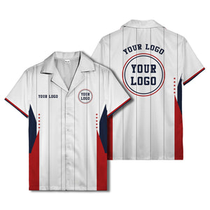red stars & chicago stripes customizable logo hawaiian shirt
