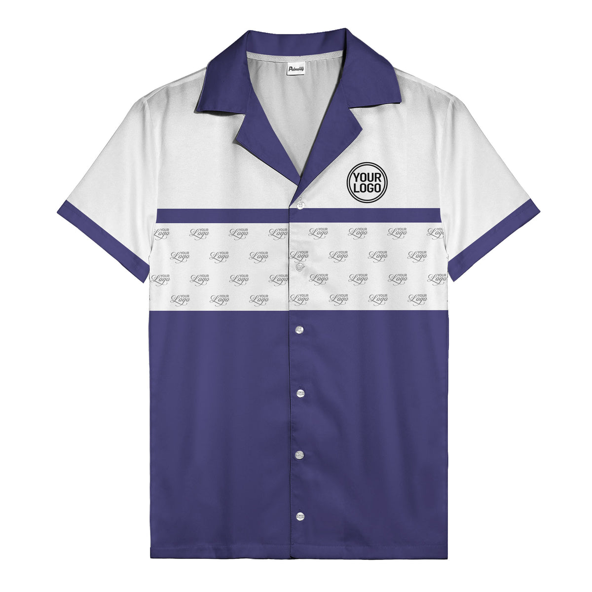 retro bowling custom logo repeat hawaiian shirt for men