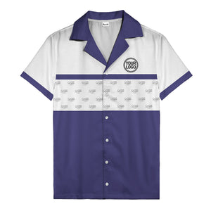 retro bowling custom logo repeat hawaiian shirt for men