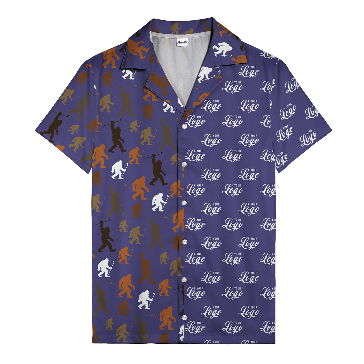 sasquatch golfers swinging clubs cartoon black hawaiian shirt for men