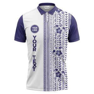 sea turtles hibiscus polynesian tribal black white polo shirt for men