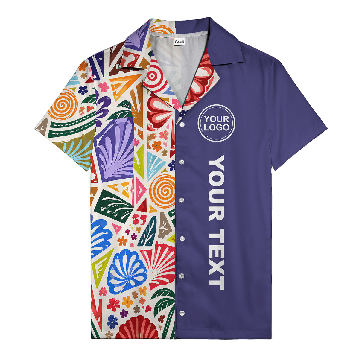 spiral motifs palm leaves hibiscus geometric hawaiian shirt for men