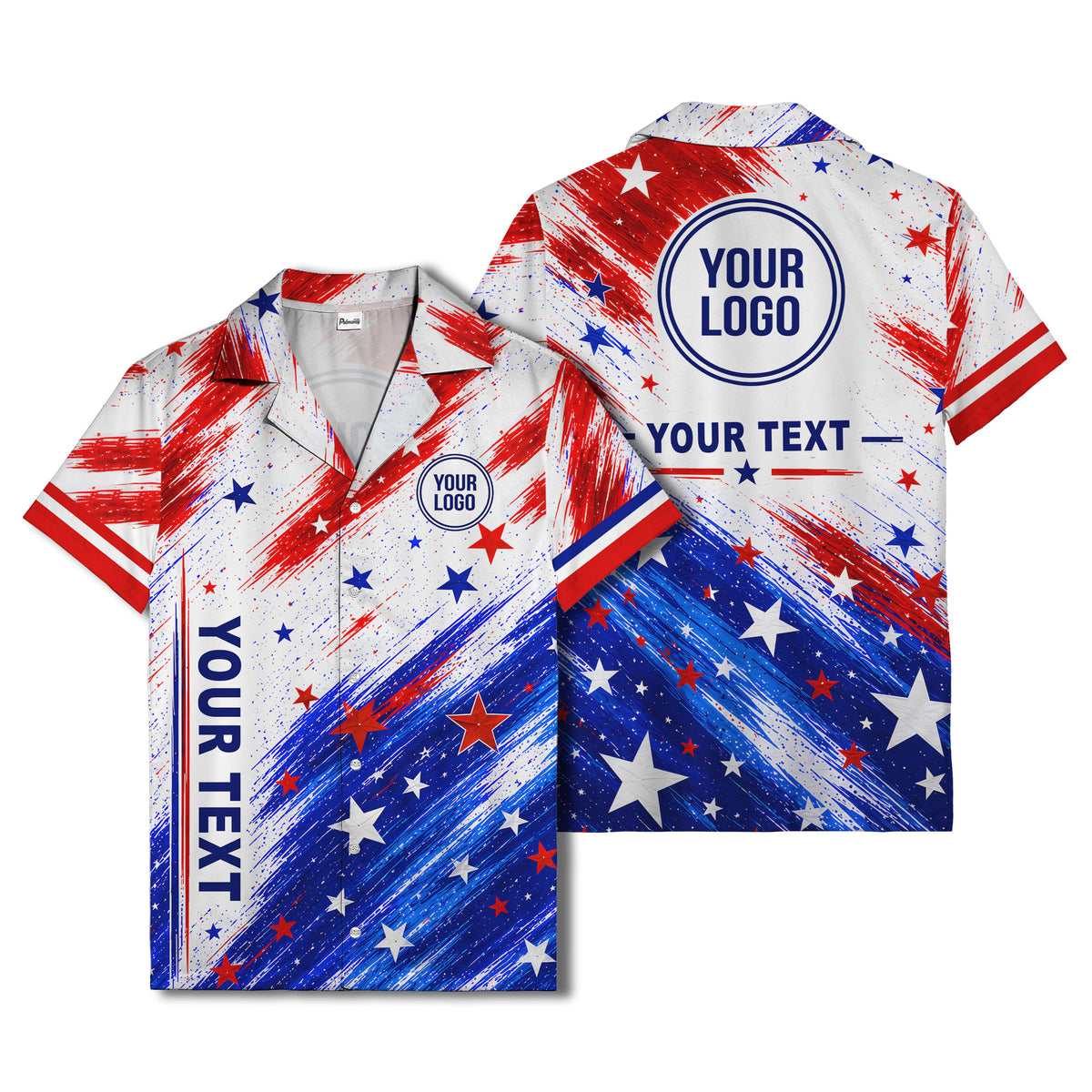 stars & stripes diagonal brushstroke american flag hawaiian shirt