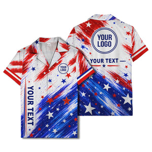 stars & stripes diagonal brushstroke american flag hawaiian shirt