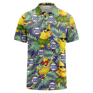 sunglass bananas luau palm leaves polo shirt for men