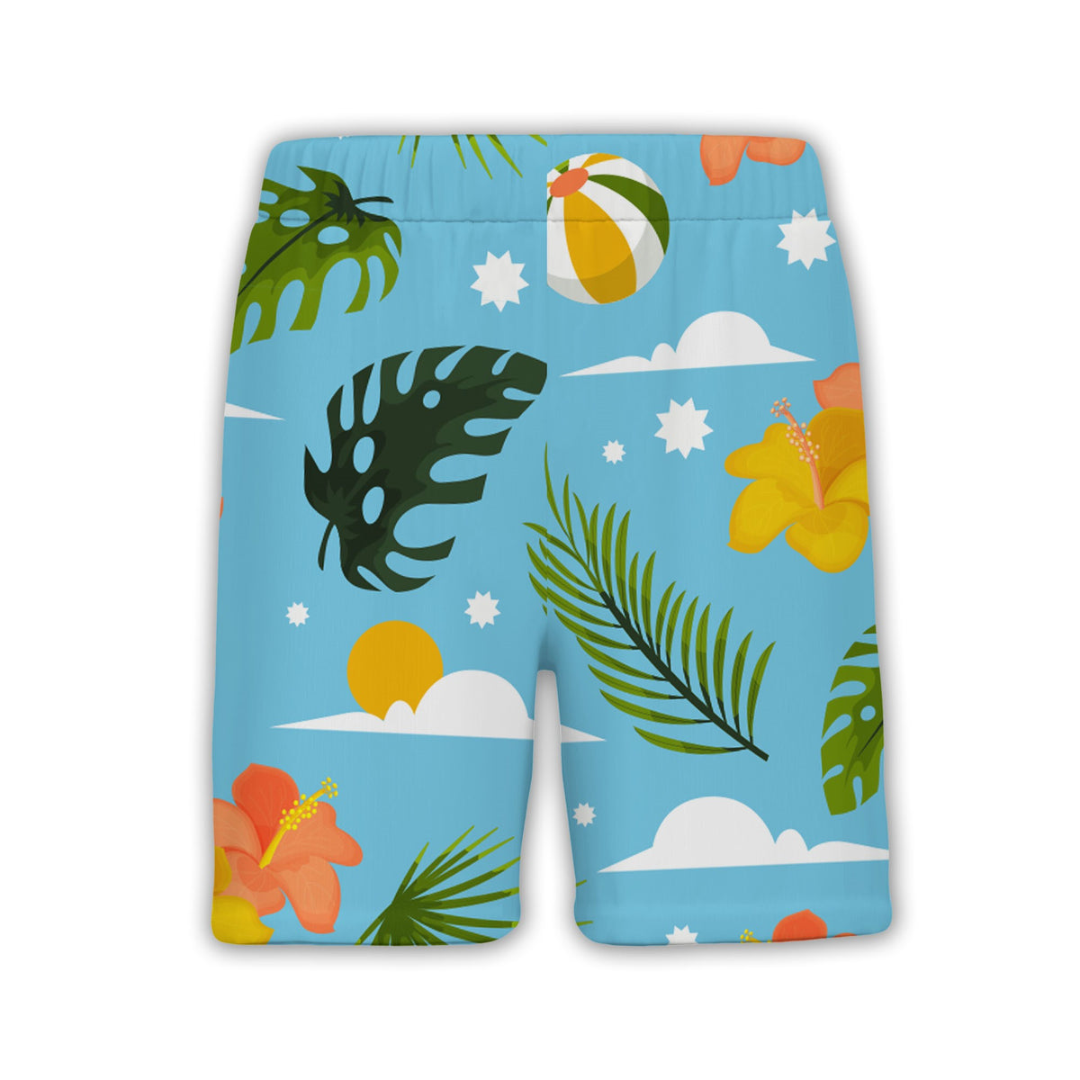 Teal Turquoise Coconut Cocktail Hawaiian Shirt with Palm Fronds and Plumeria