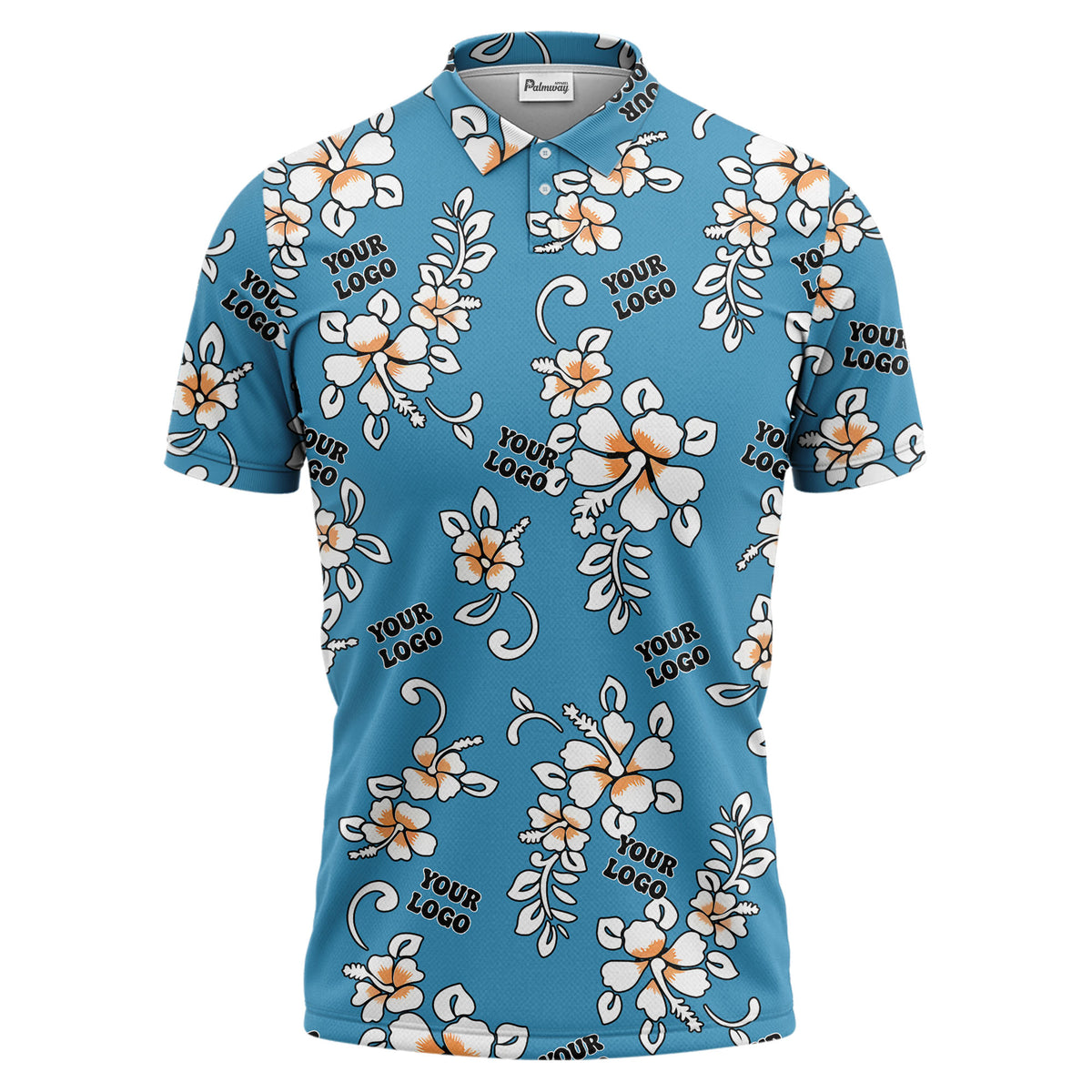 tropical floral hawaiian orange flowers leaves polo shirt for beach getaways