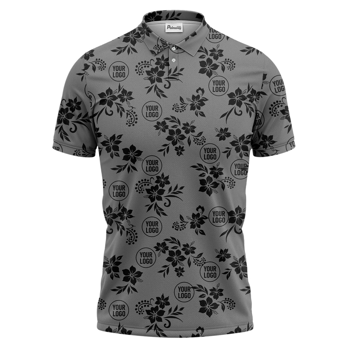 tropical floral leaves & circles polo shirt for island vibes
