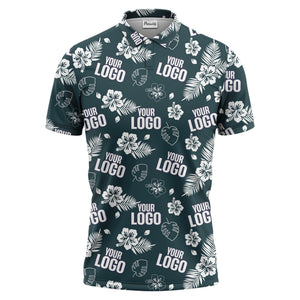 tropical hibiscus polo shirt with custom logo | custom color floral
