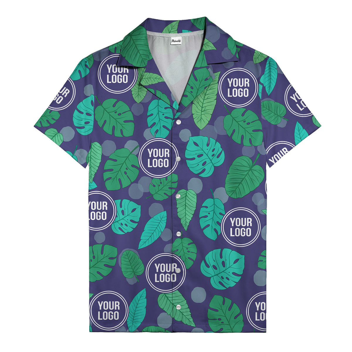 watercolor monstera leaf repeat & signature logo hawaiian shirt