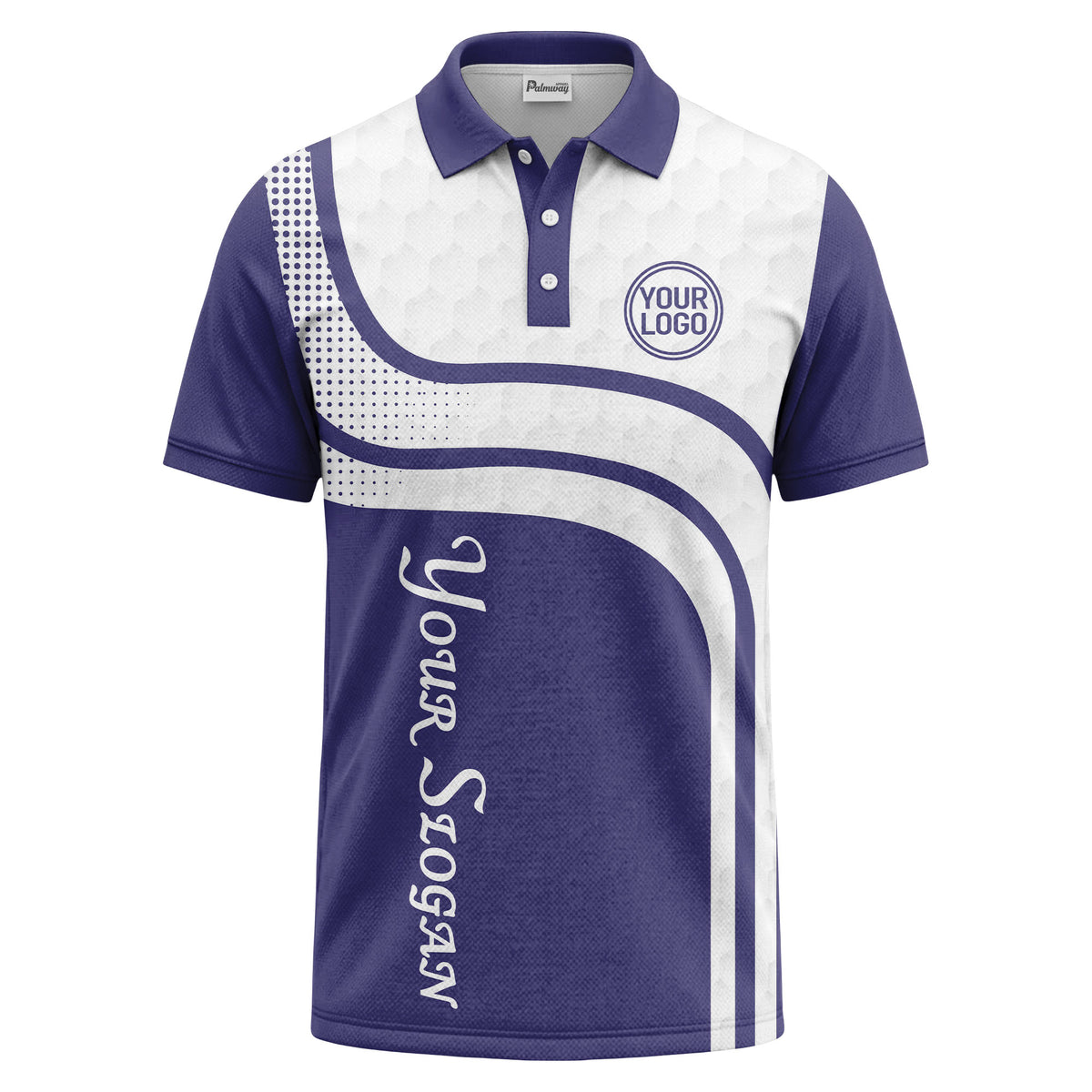 wave hexagon graphic golf polo shirt with custom logo