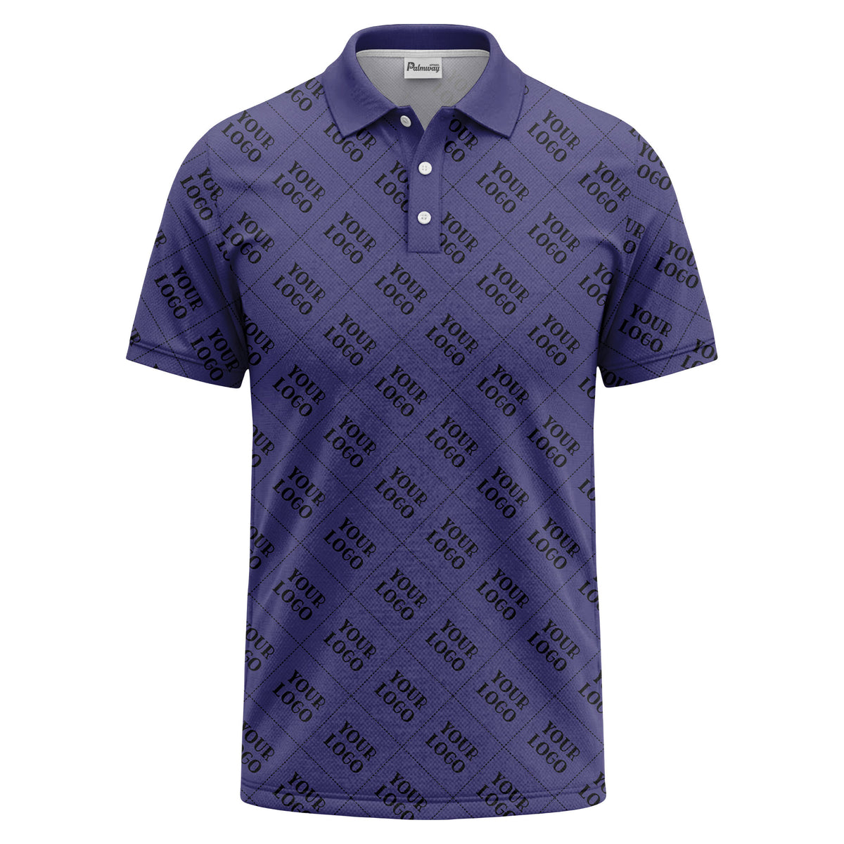 your logo diamond grid monochrome custom polo shirt for men