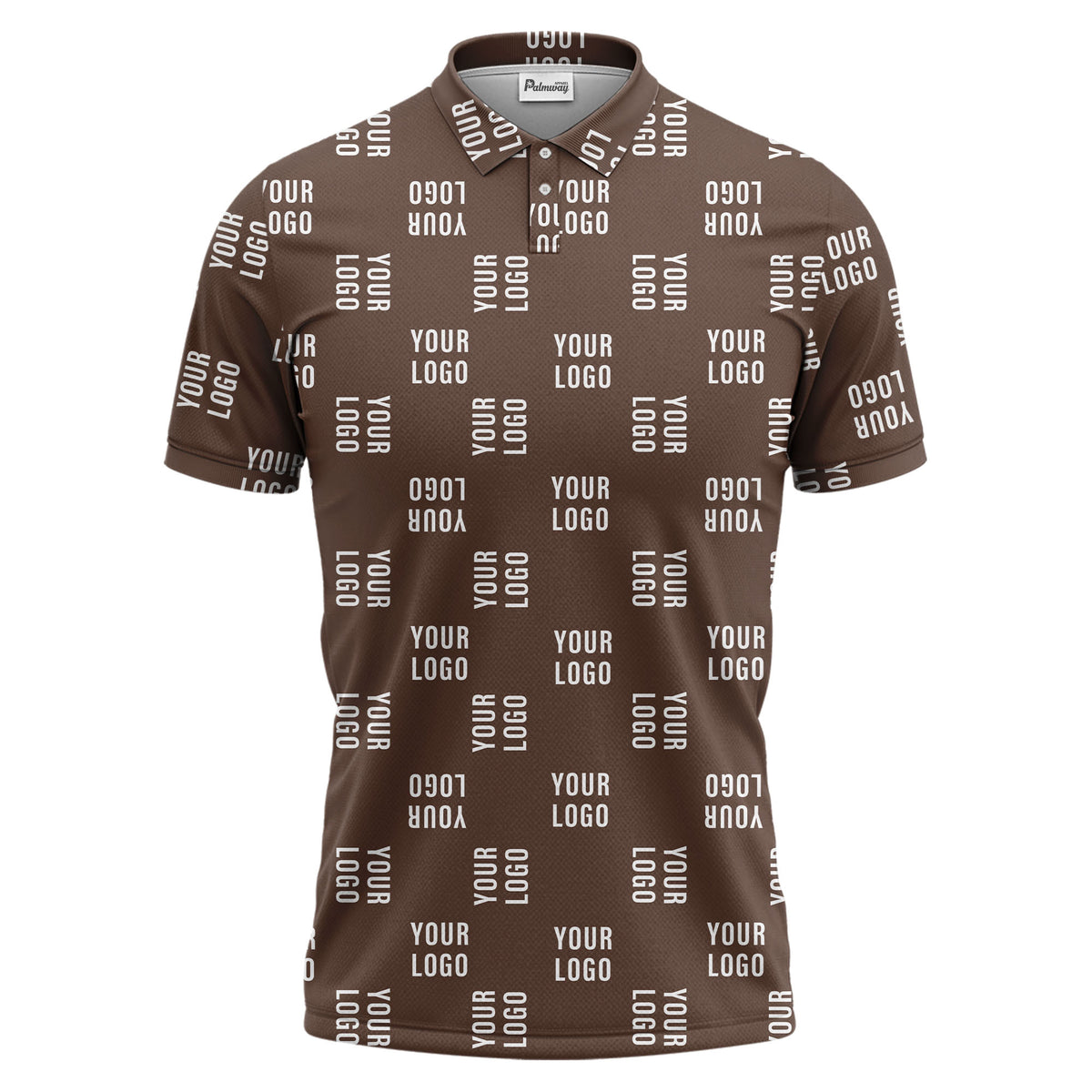black repeat custom logo text pattern polo shirt for men