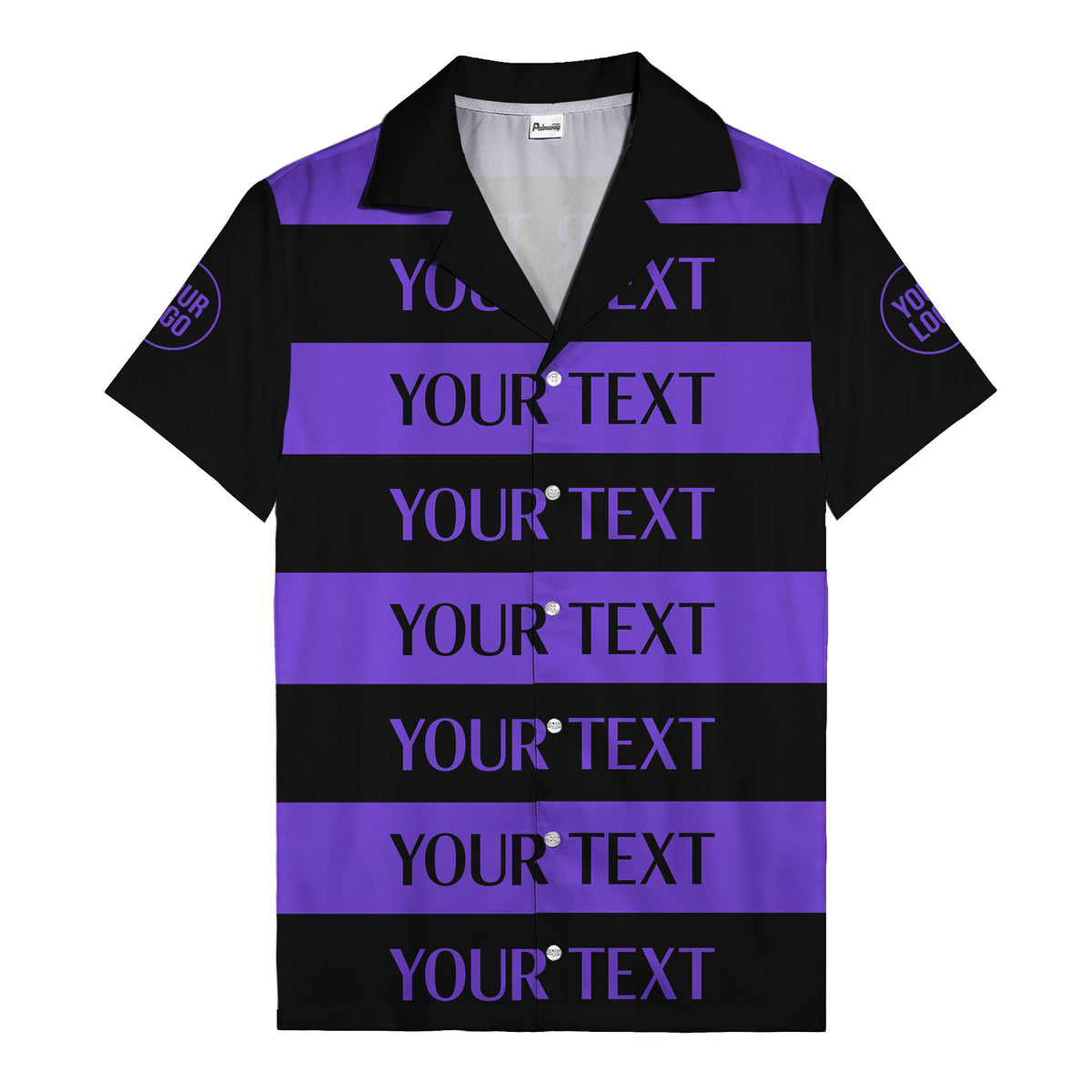 bold horizontal stripes customizable text hawaiian shirt for men