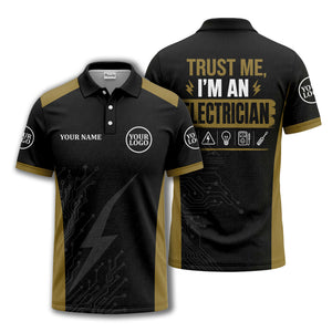 circuit board lightning bolt graphic modern tech polo shirt