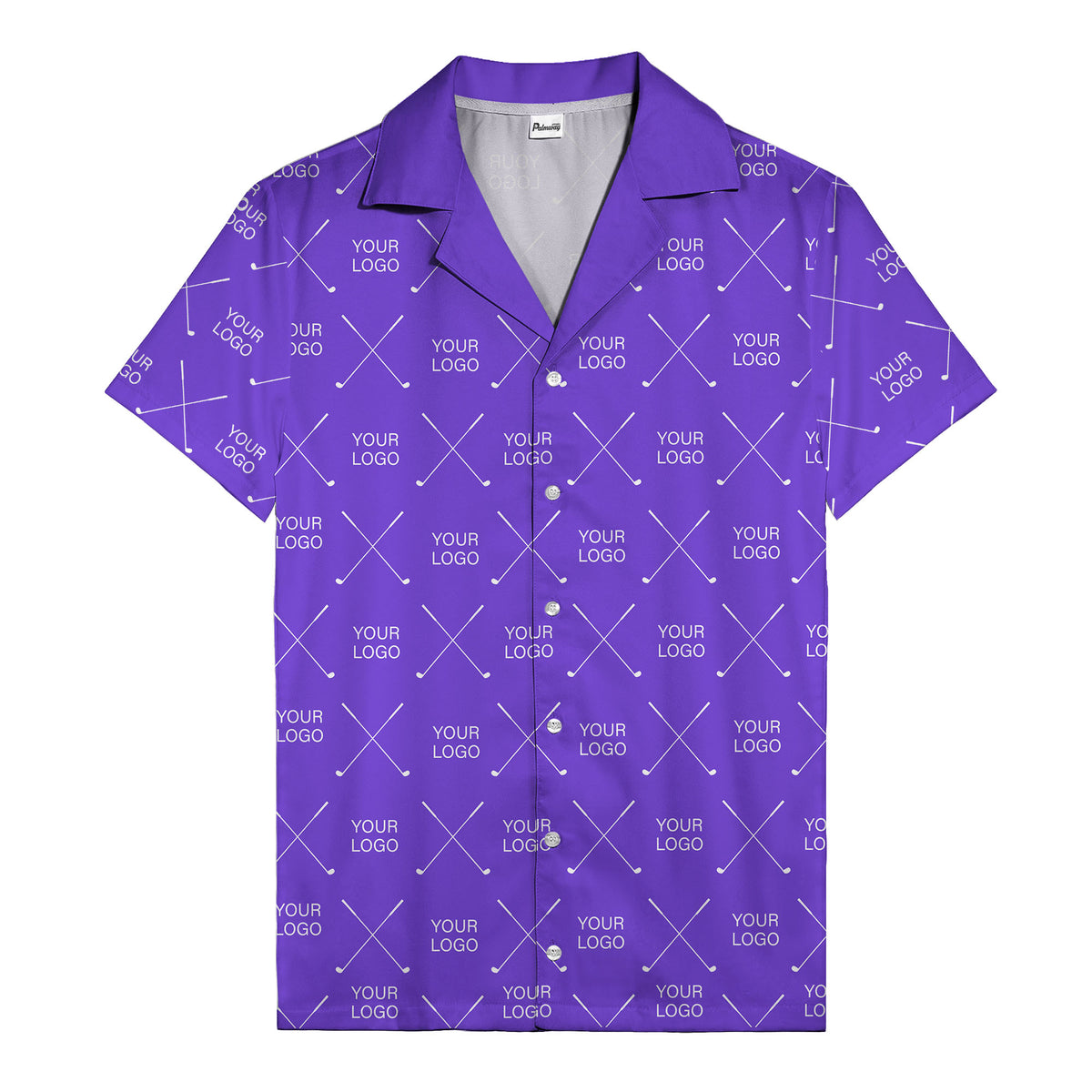 crossed golf clubs logo repeat pattern hawaiian shirt for men