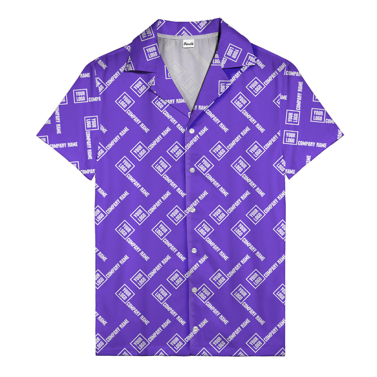 custom logo & company name repeat black hawaiian shirt for men