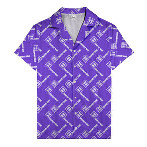 custom logo & company name repeat black hawaiian shirt for men