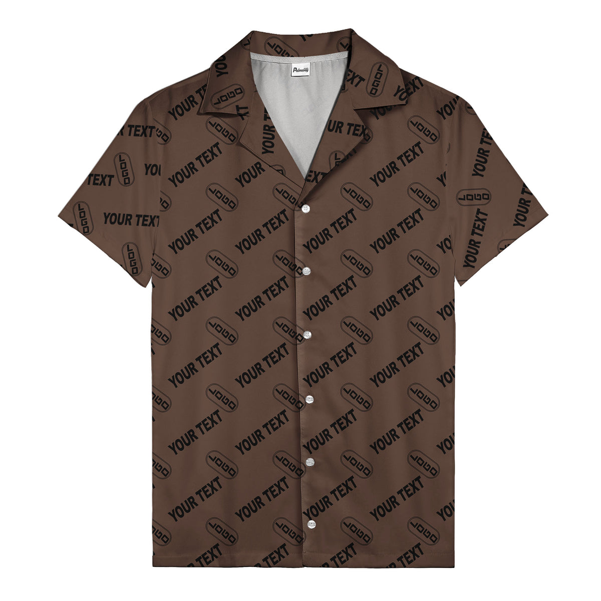 custom logo & editable text repeat pattern black hawaiian shirt