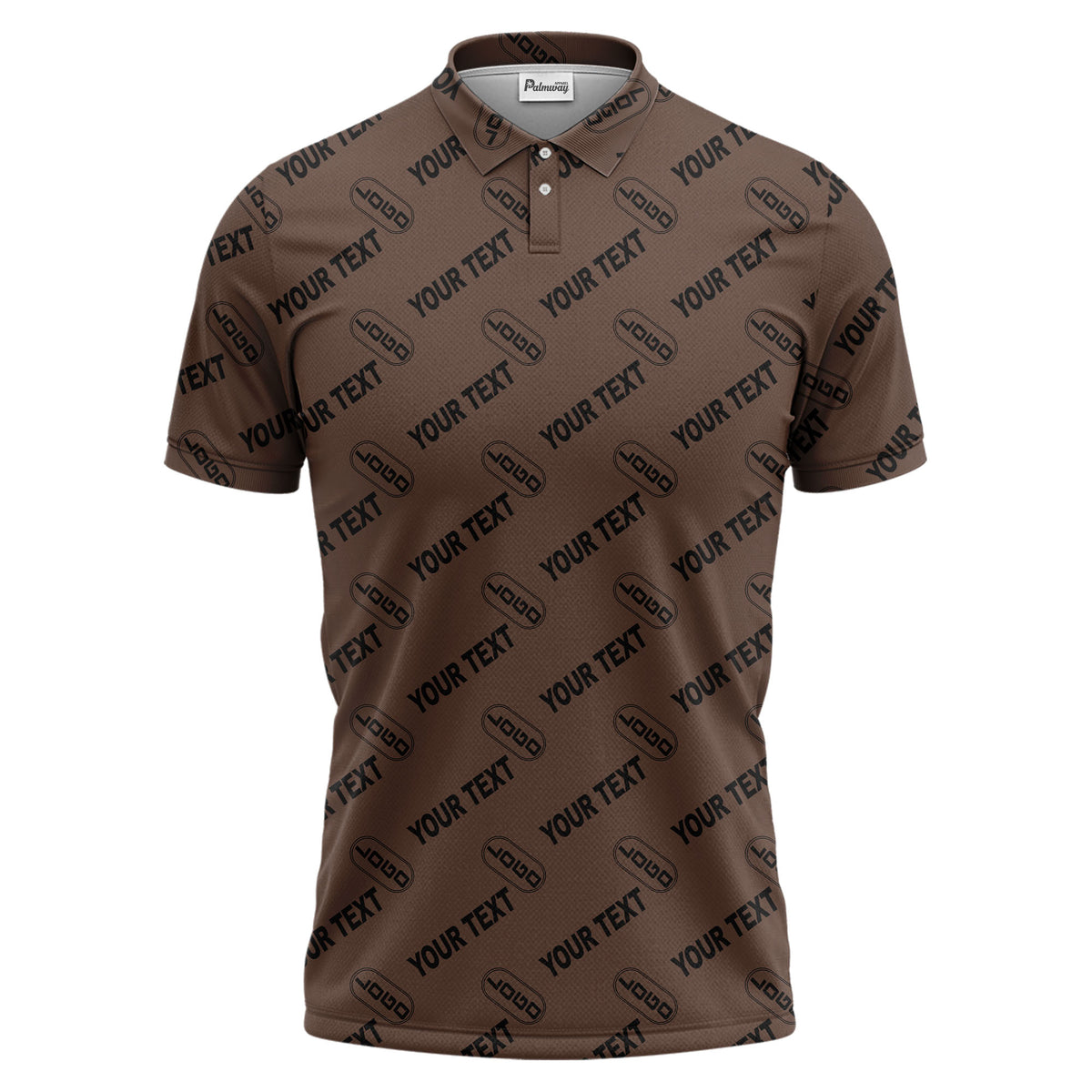 custom logo & monogram text repeat pattern black polo shirt for men
