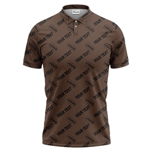 custom logo & monogram text repeat pattern black polo shirt for men