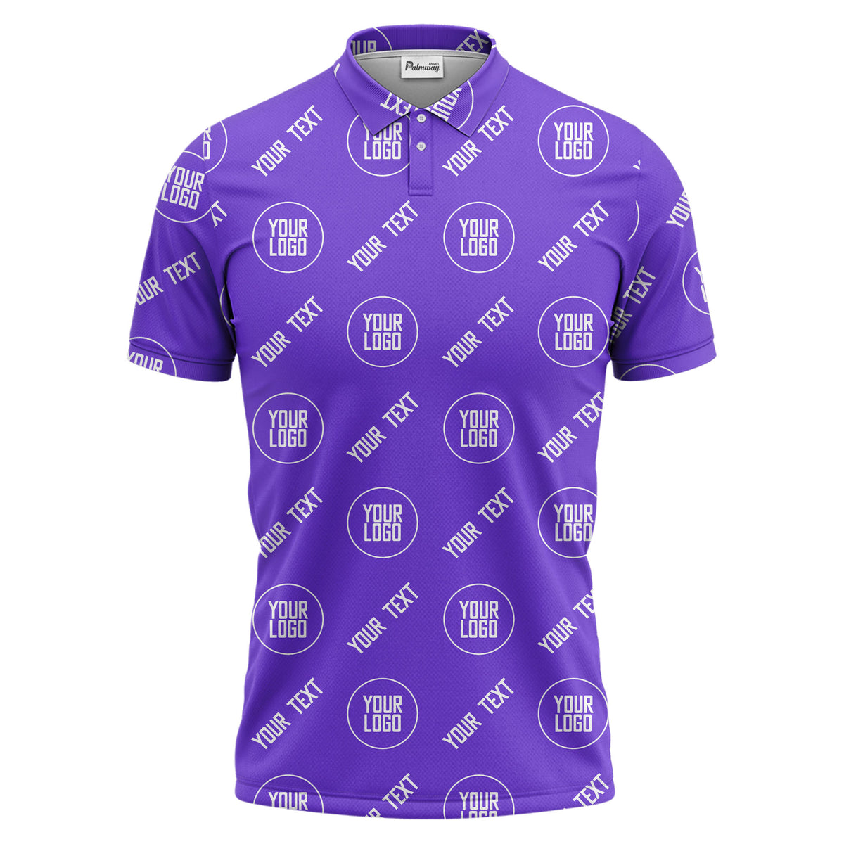 custom logo & text repeat pattern black personalized polo shirt for men