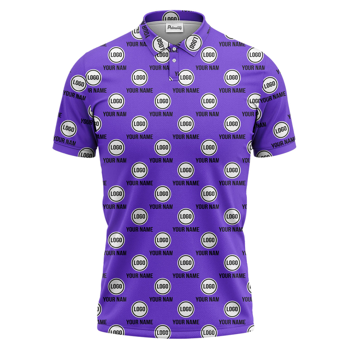custom name & logo repeat circle pattern black polo shirt