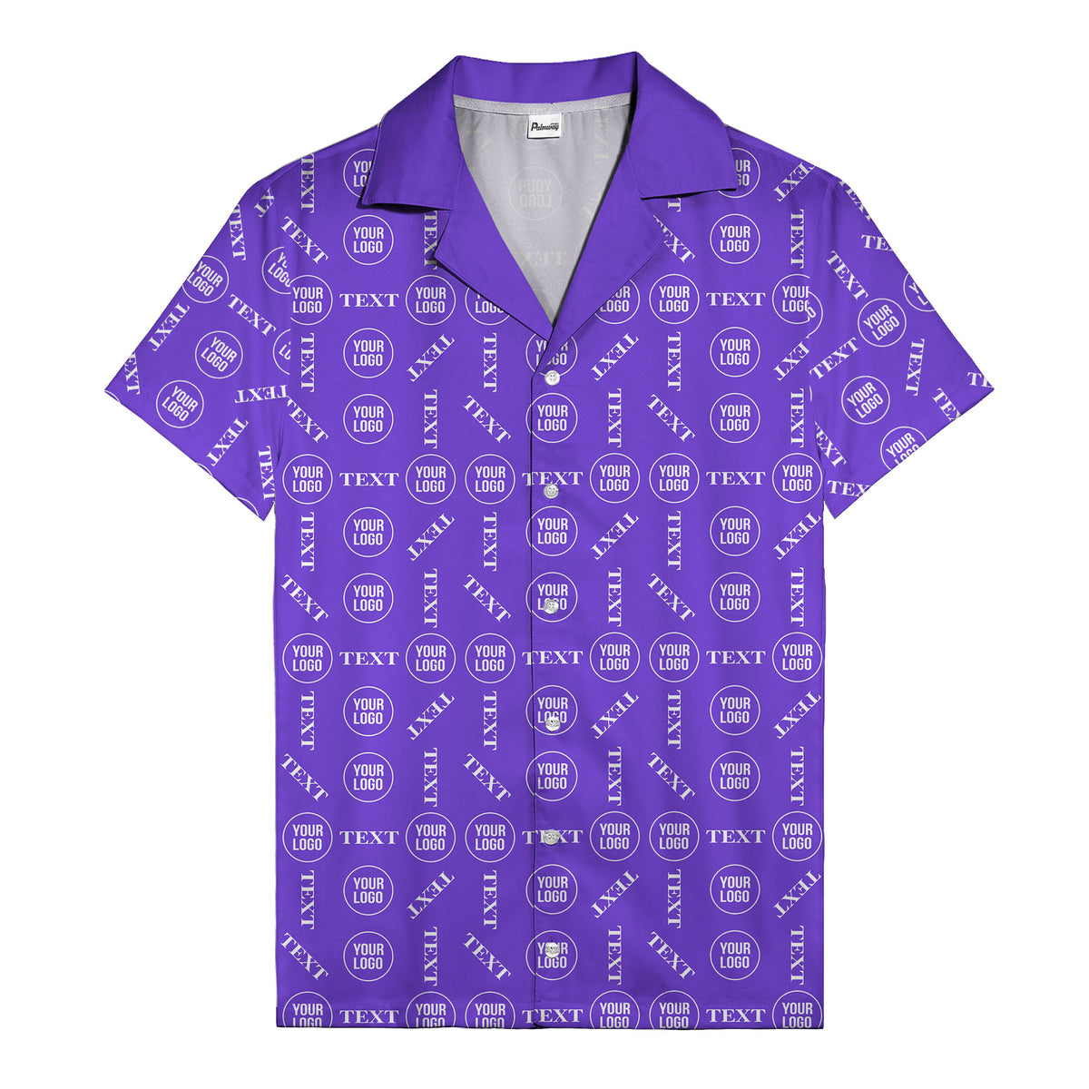 custom text & logo repeat pattern hawaiian shirt