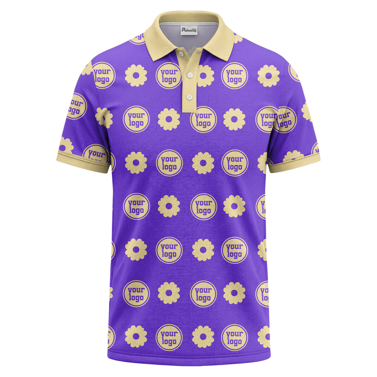 customizable daisy & monogram repeat pattern polo shirt
