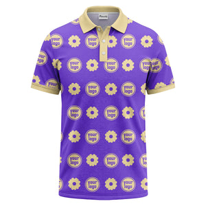 customizable daisy & monogram repeat pattern polo shirt