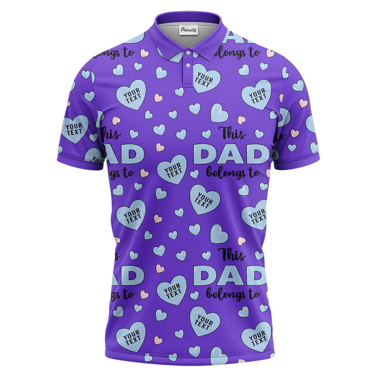 customizable hearts & text father's day all over print polo shirt for men
