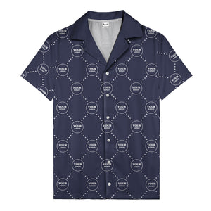 customizable logo circles and dotted lines monochrome hawaiian shirt