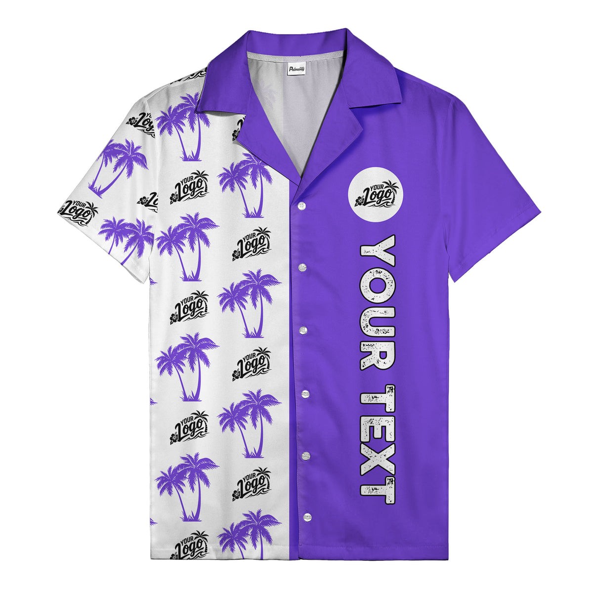 customizable palm tree & personalized text tropical green hawaiian shirt for vacation