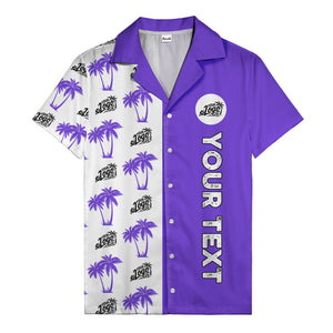 customizable palm tree & personalized text tropical green hawaiian shirt for vacation