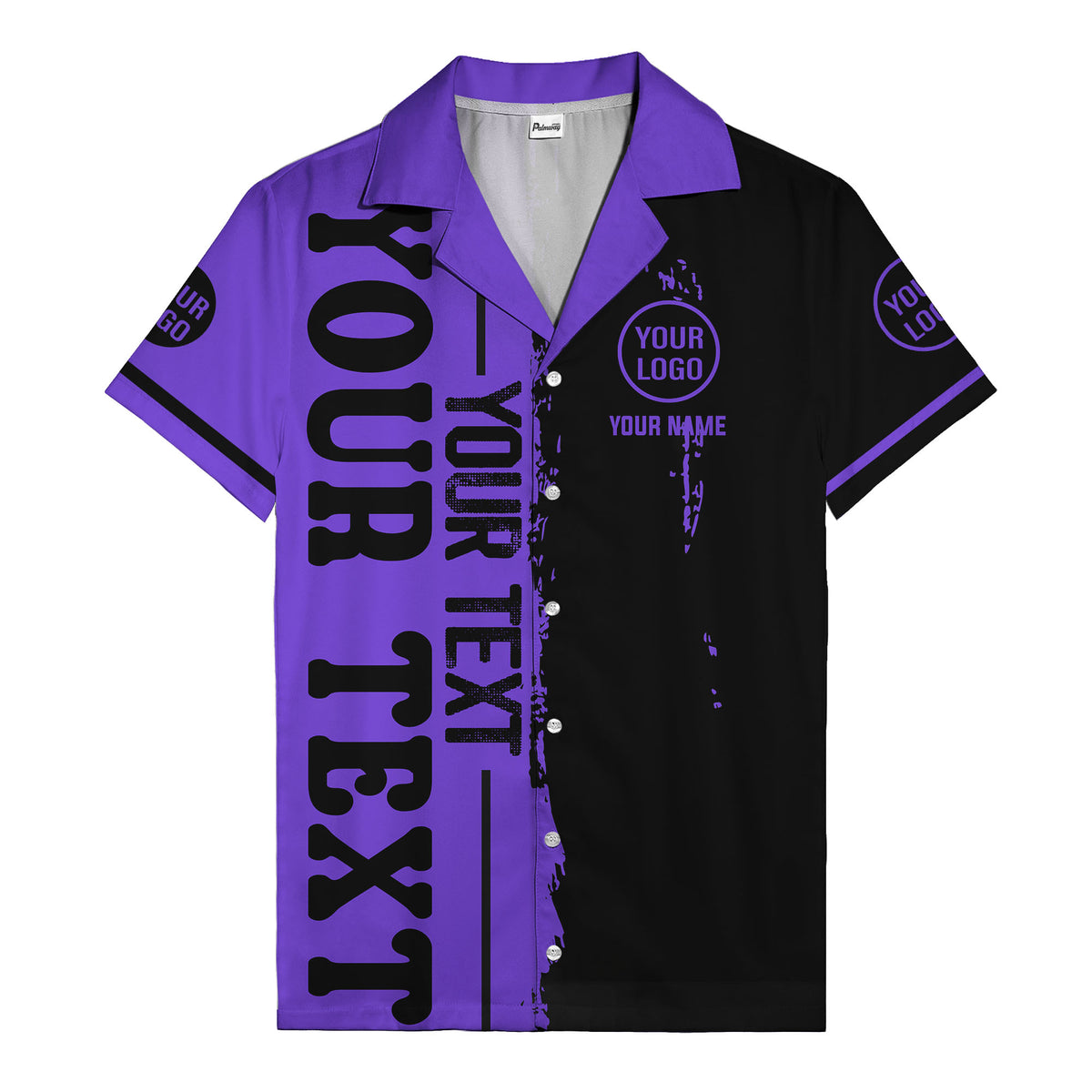 customizable text logo circle personalized hawaiian shirt