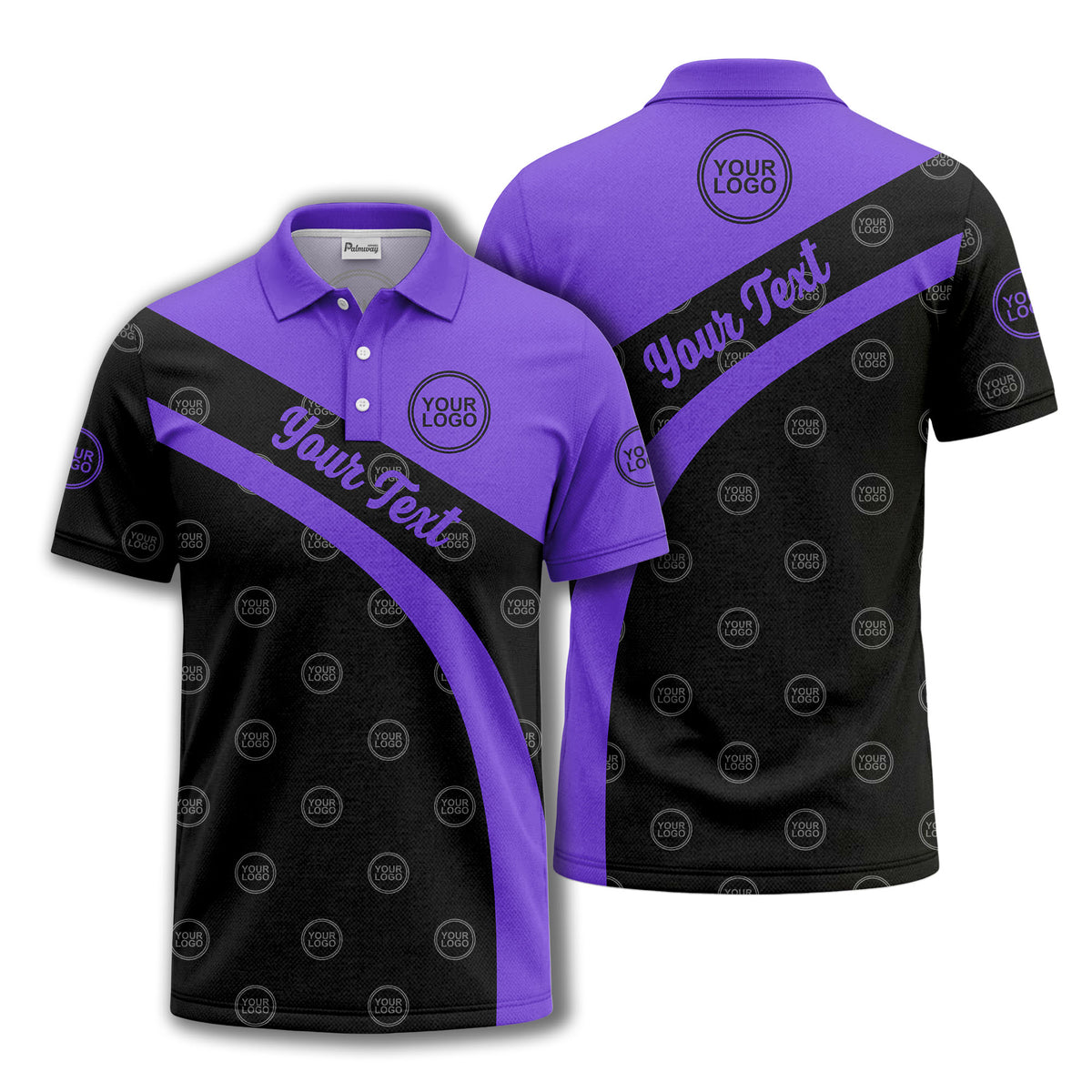 diagonal stripe custom logo golf polo shirt