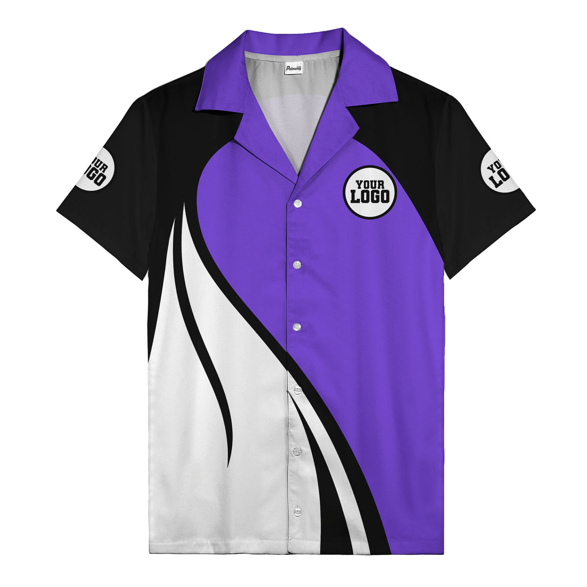 diagonal stripe custom logo retro bowling hawaiian shirt