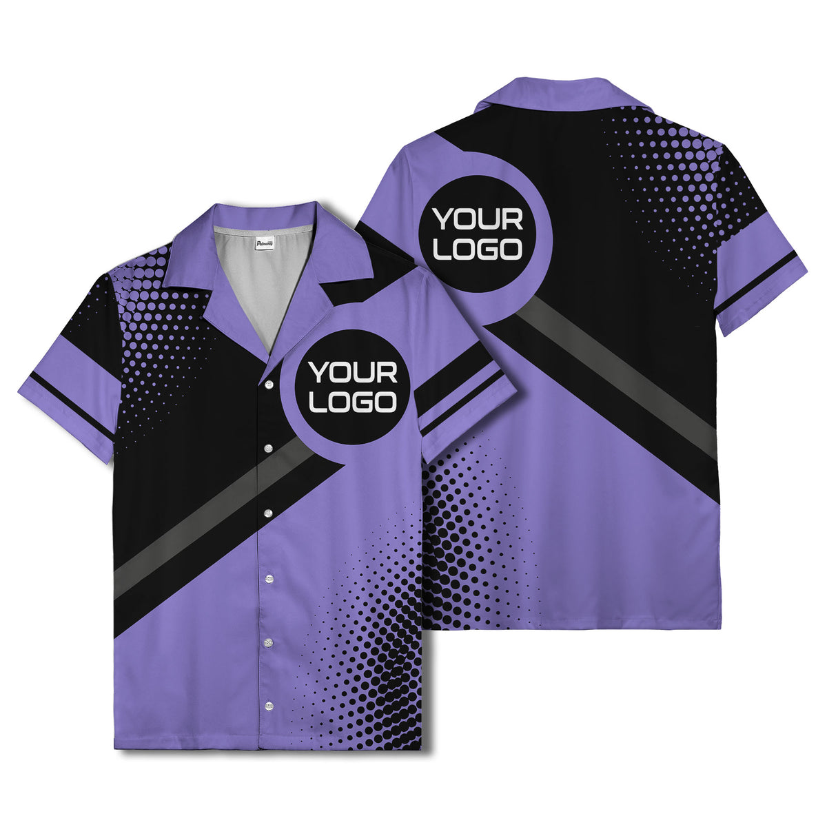 diagonal stripe logo modern hawaiian shirt
