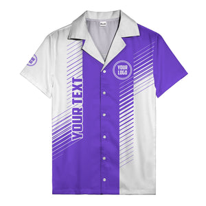 diagonal stripes & custom logo monochrome hawaiian shirt