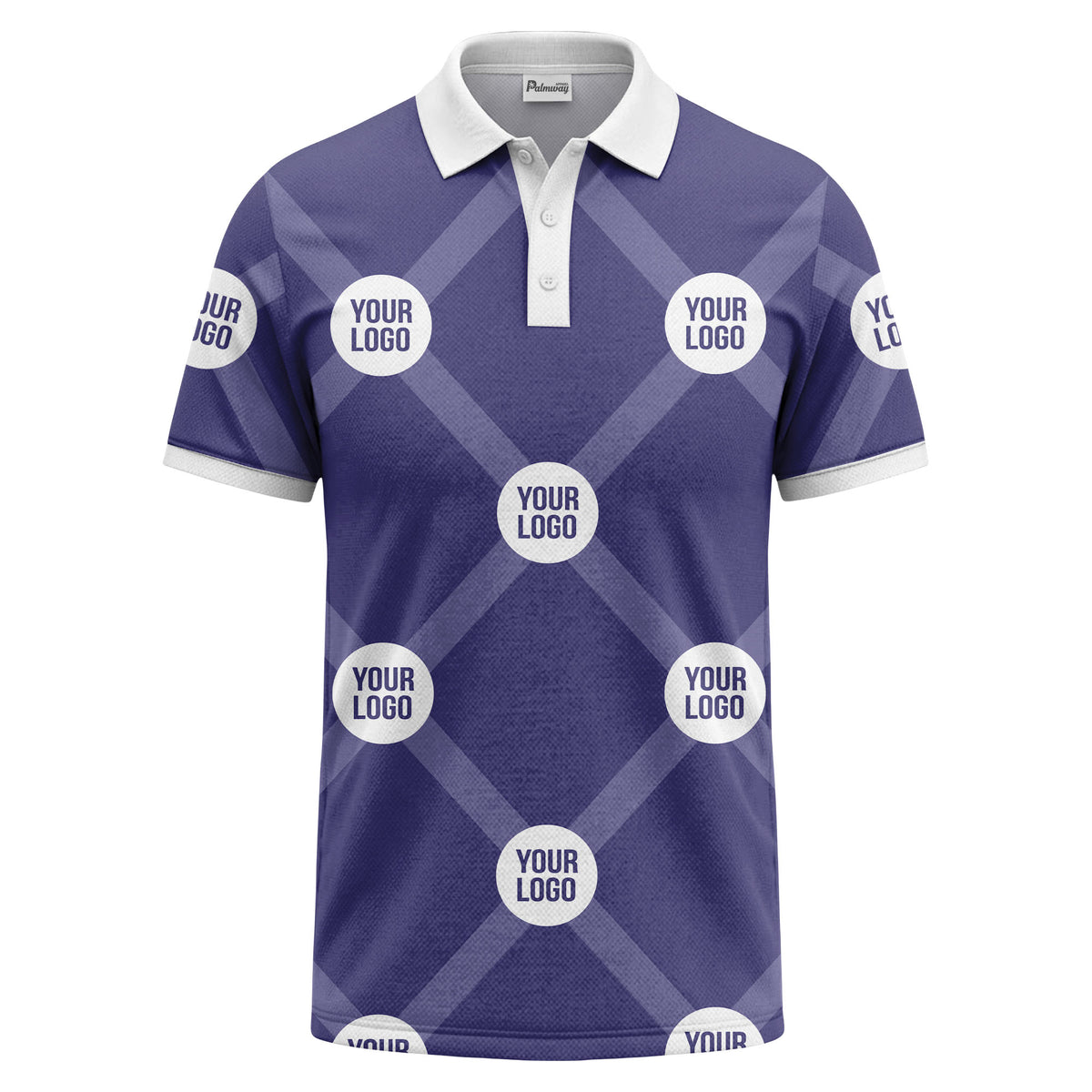 diagonal stripes & repeating custom logo polo shirt for men